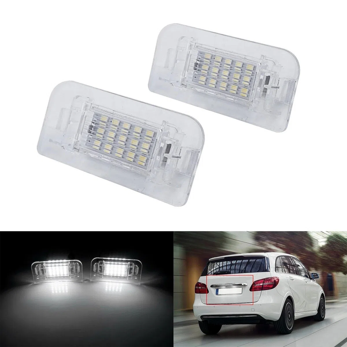 Dla Benz klasy B W246 W242 2011 2012 2013 2014 2015 2016 2017 2018 2019 bezbłędne oświetlenie tablicy rejestracyjnej SMD 2468201566