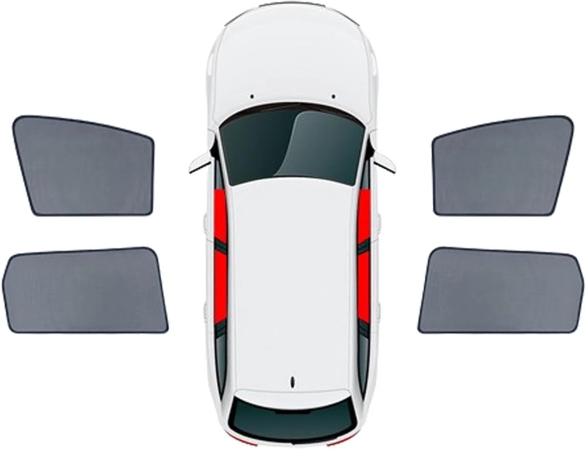 Osłony przeciwsłoneczne samochodowe do Mitsubishi Outlander 5/7seat (2015-2018), boczne szyby oddychające przeciw komarom pyłoszczelna chronią dzieci, zwierzęta, C/strona 4 szt. + tył