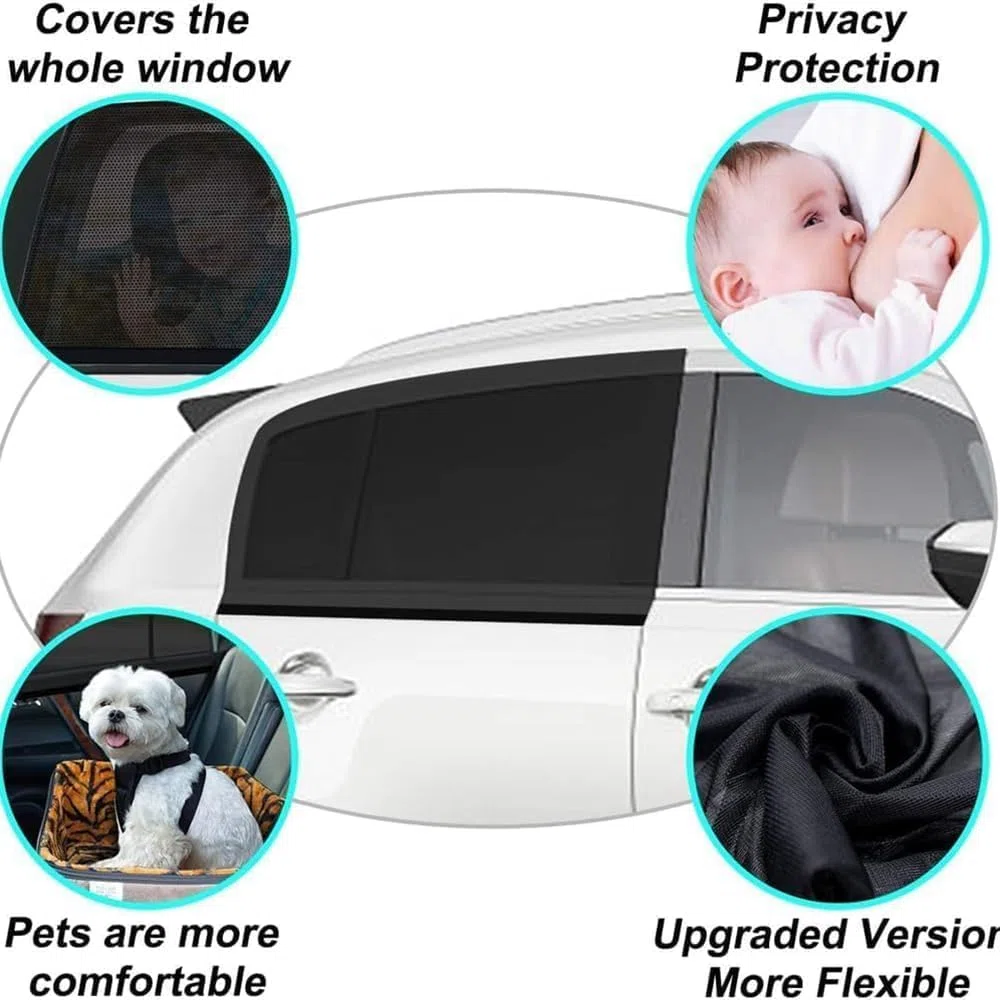 Osłony przeciwsłoneczne samochodowe do Mitsubishi Outlander 5/7seat (2015-2018), boczne szyby oddychające przeciw komarom pyłoszczelna chronią dzieci, zwierzęta, C/strona 4 szt. + tył